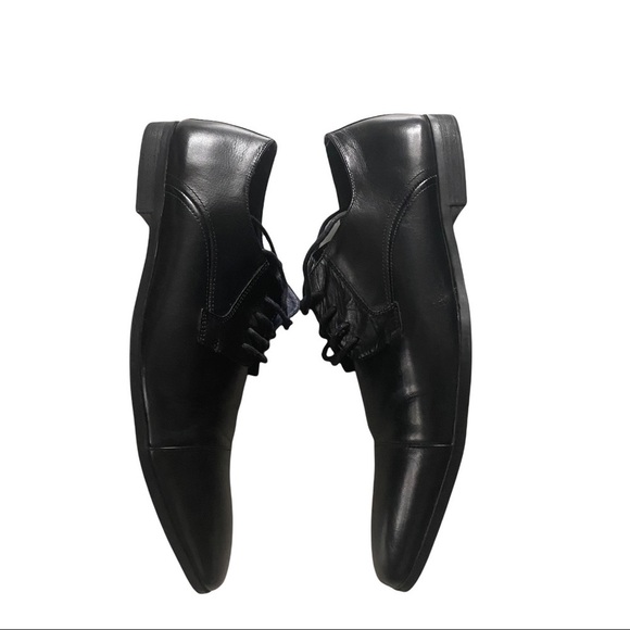 Steve Madden Black Leather Capped Toe Lace-Up Dress Oxford Shoes Men’s Size 11M - Picture 4 of 9
